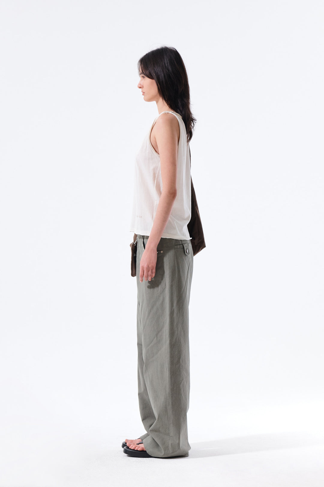 Matin Kim Stud Point Color Denim Pants — Khaki
