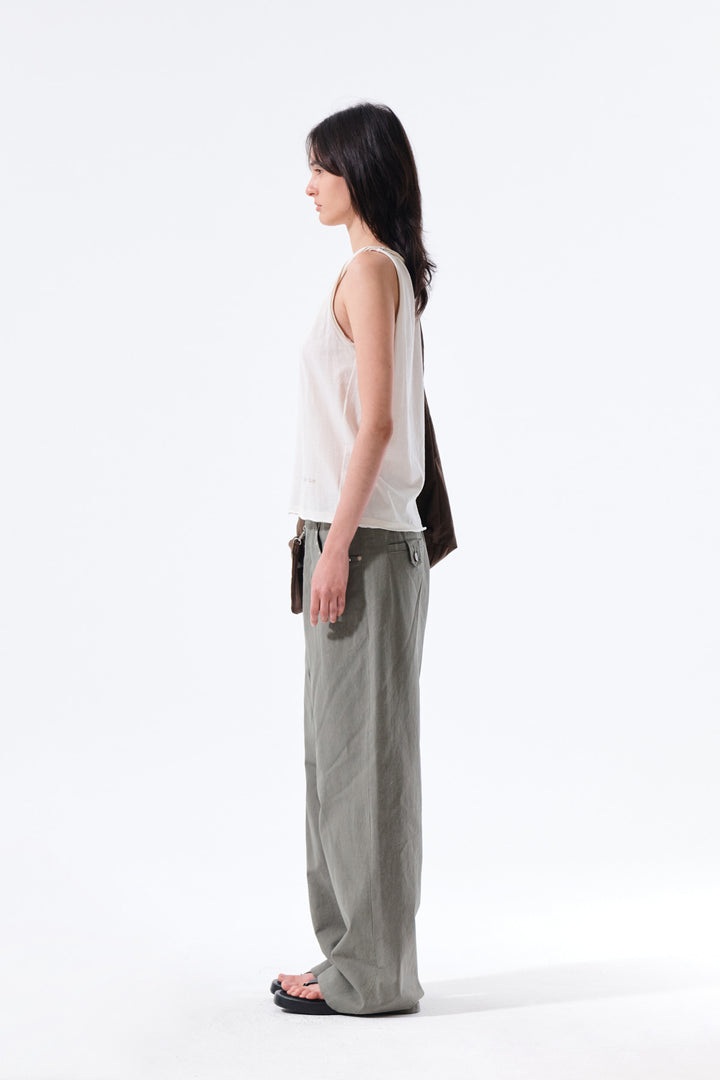 Matin Kim Stud Point Color Denim Pants — Khaki