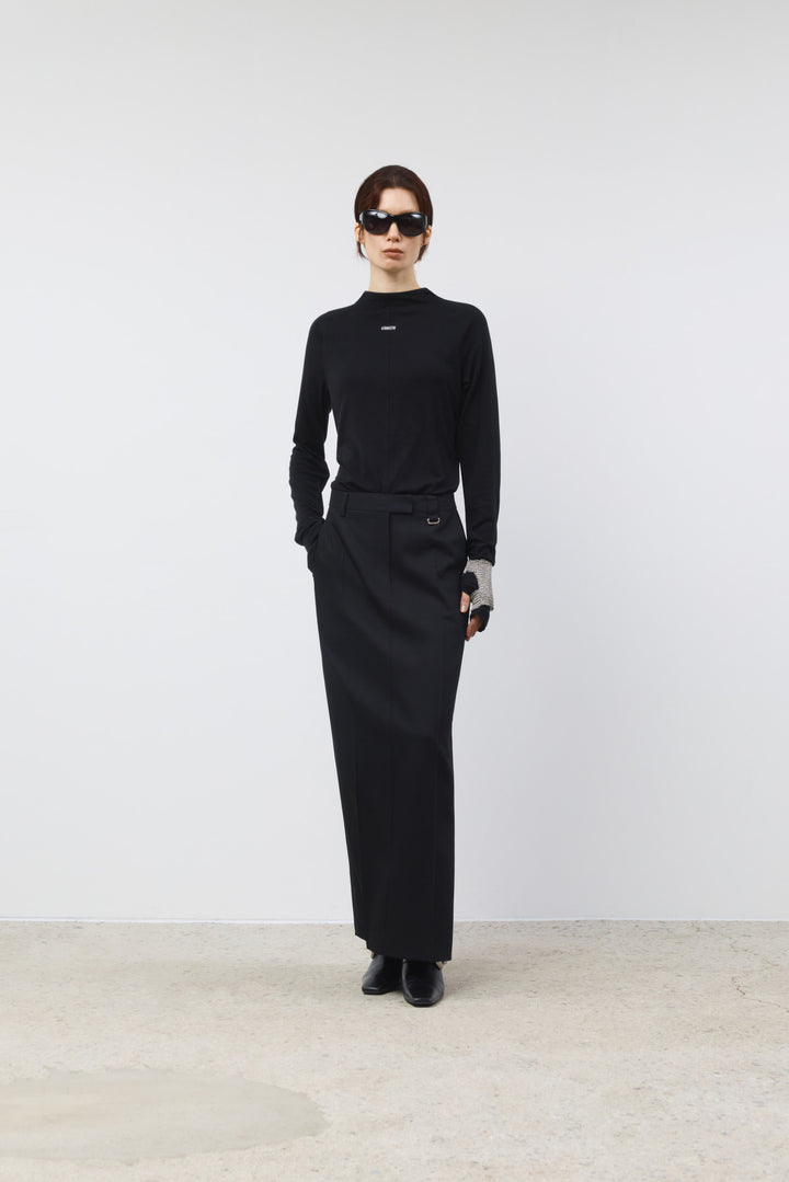 KIMMATIN Slim Hoody Jersey Top — Black