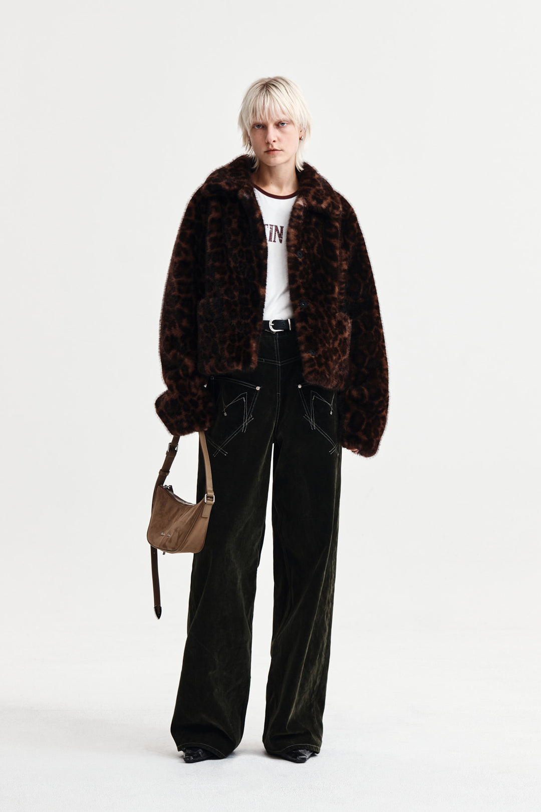 Matin Kim Reverse Velvet Wide Denim — Khaki