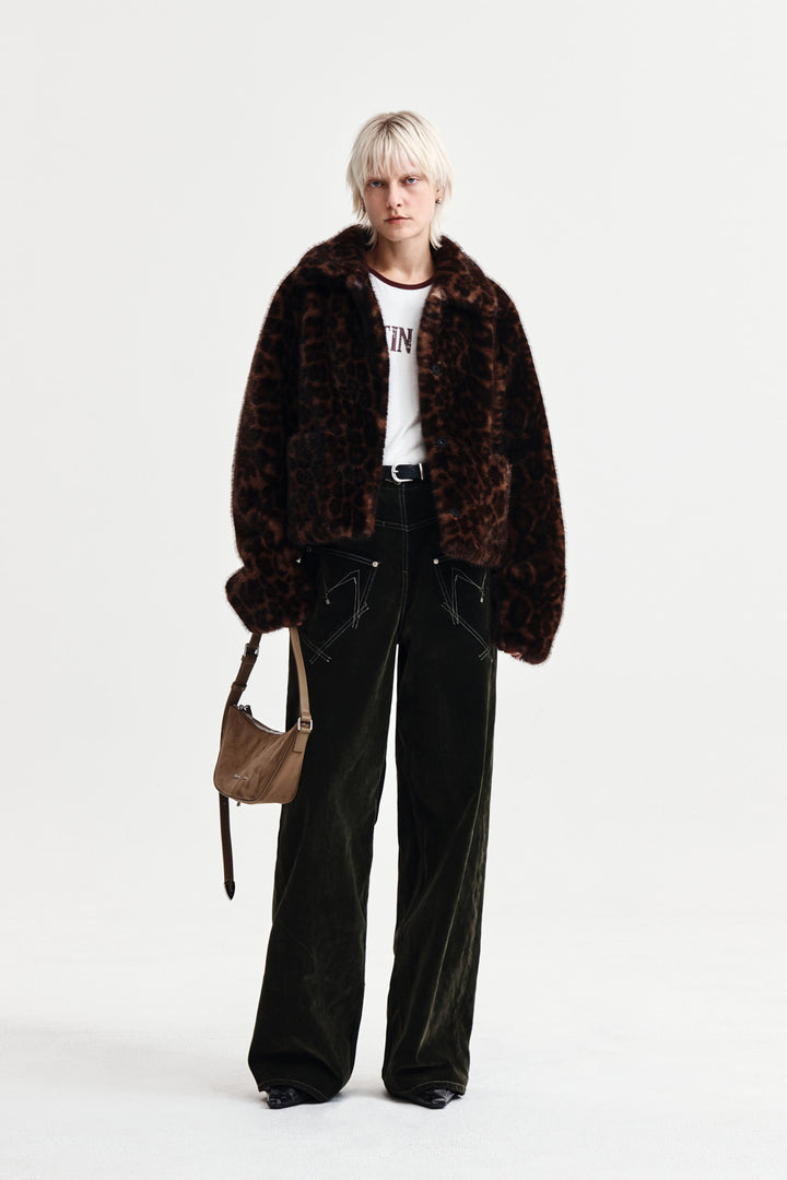 Matin Kim Reverse Velvet Wide Denim — Khaki