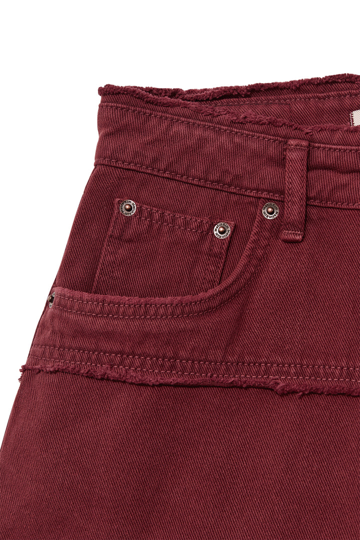 Matin Kim Cut Line Point Denim Shorts — Red