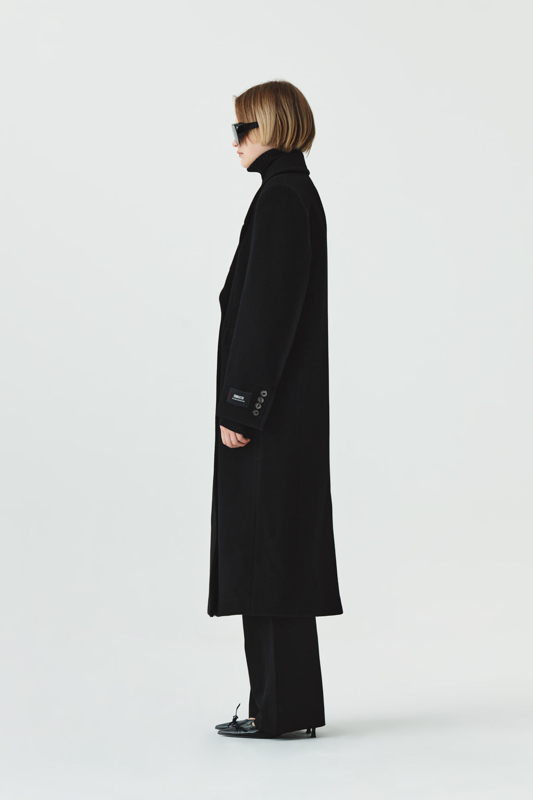 KIMMATIN Waist Point Belted Wool Trouser — Black