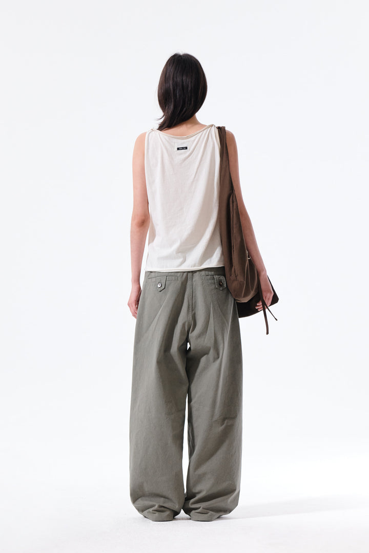 Matin Kim Stud Point Color Denim Pants — Khaki