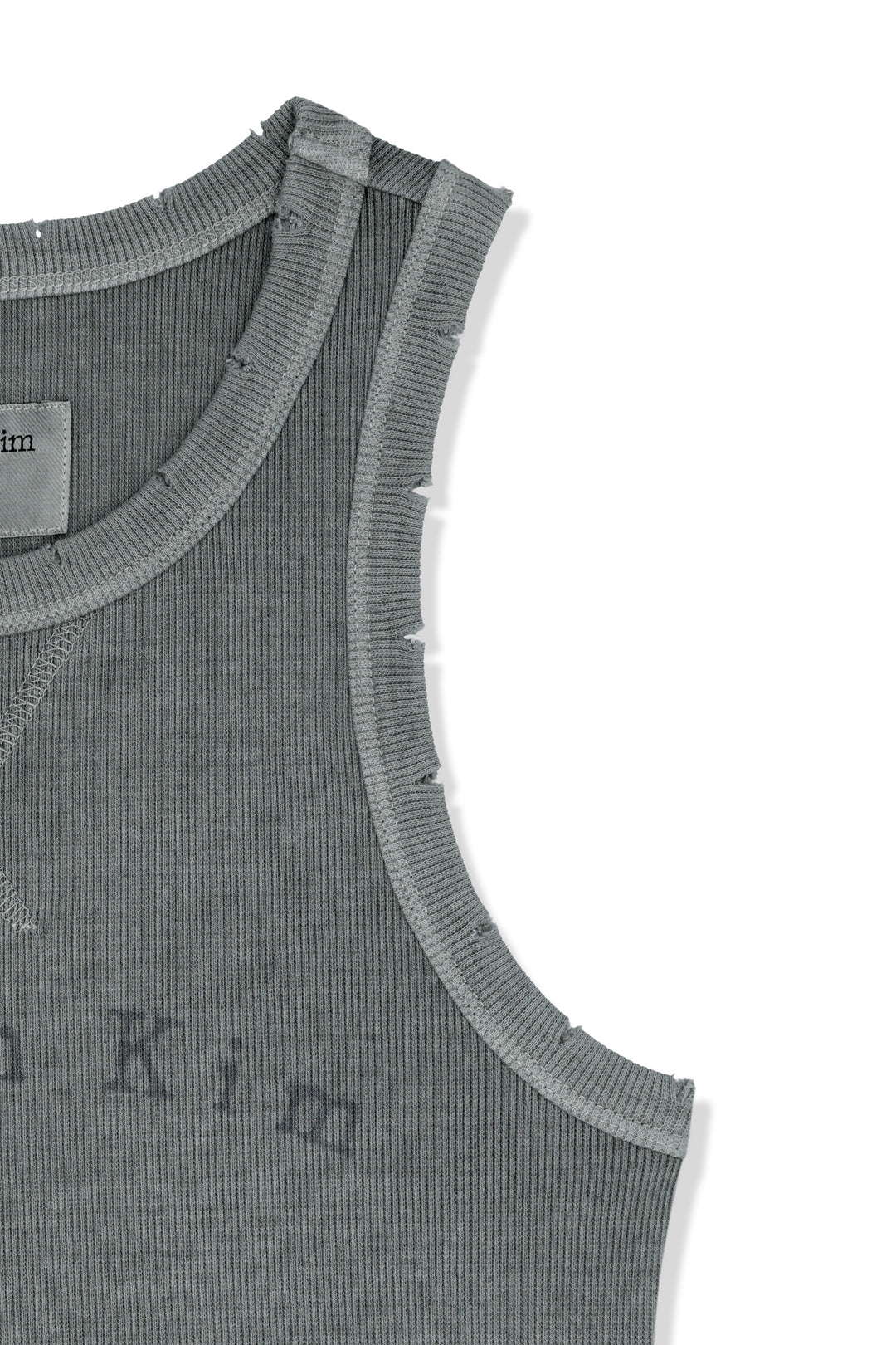 Matin Kim Distressed Sleeveless Logo Top — Light Grey