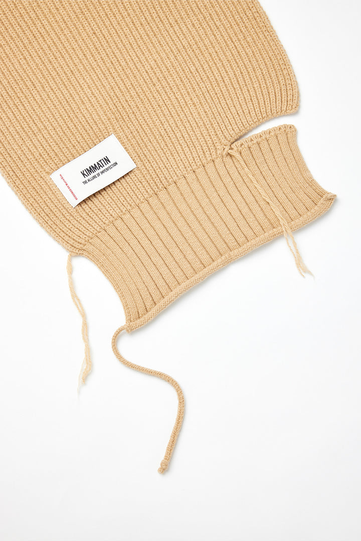 KIMMATIN Cut Out Wool Knit Muffler — Beige