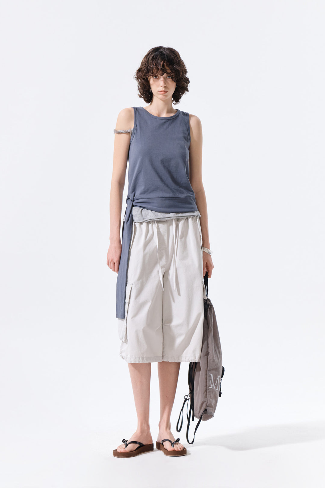 Matin Kim Hem Tie Detail Sleeveless Top — Charcoal