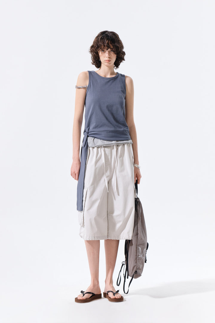 Matin Kim Hem Tie Detail Sleeveless Top — Charcoal