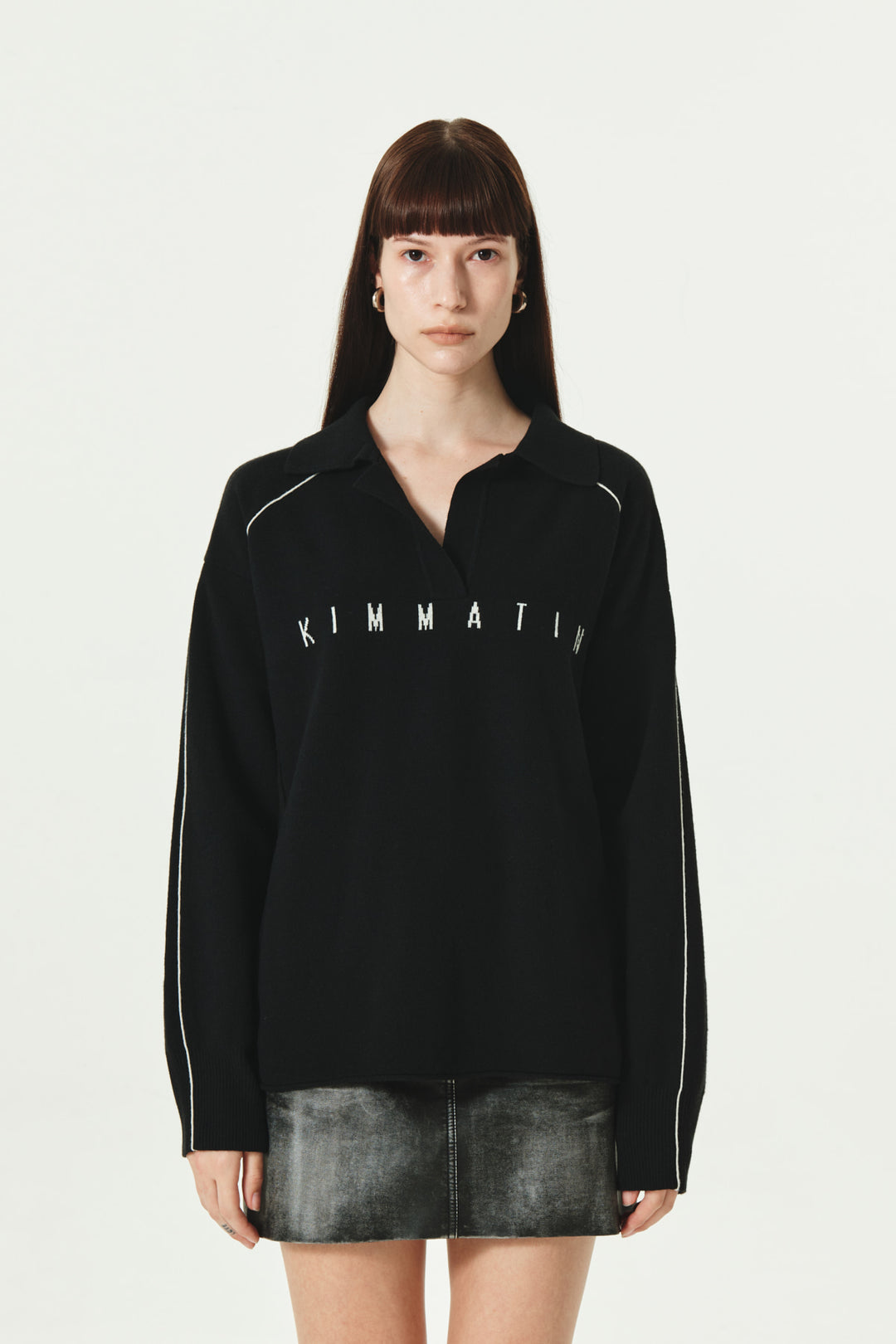 KIMMATIN Oversize Pique Pullover — Black