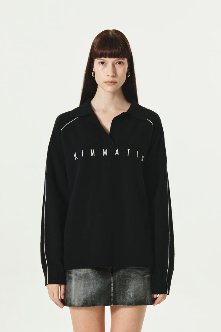 KIMMATIN Oversize Pique Pullover — Black