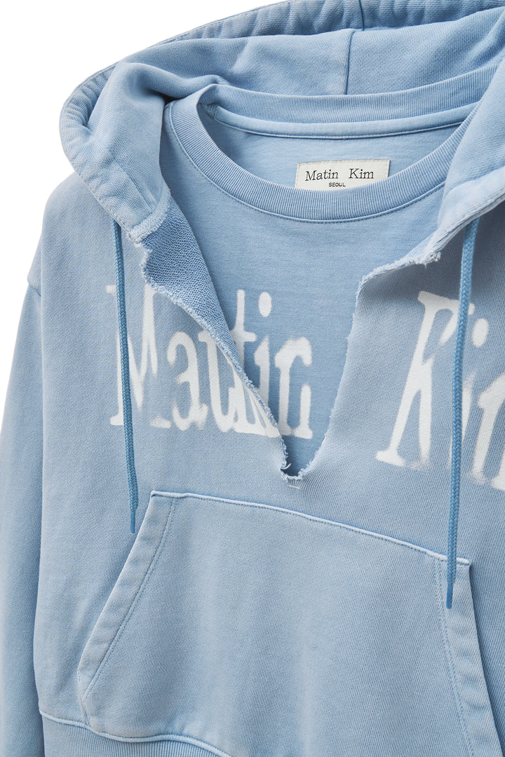 Matin Kim Washed Layered Crop Hoody Sky