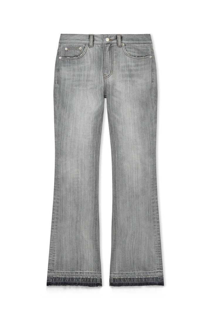 Matin Kim Washed Point Boots Cut Denim — Gray
