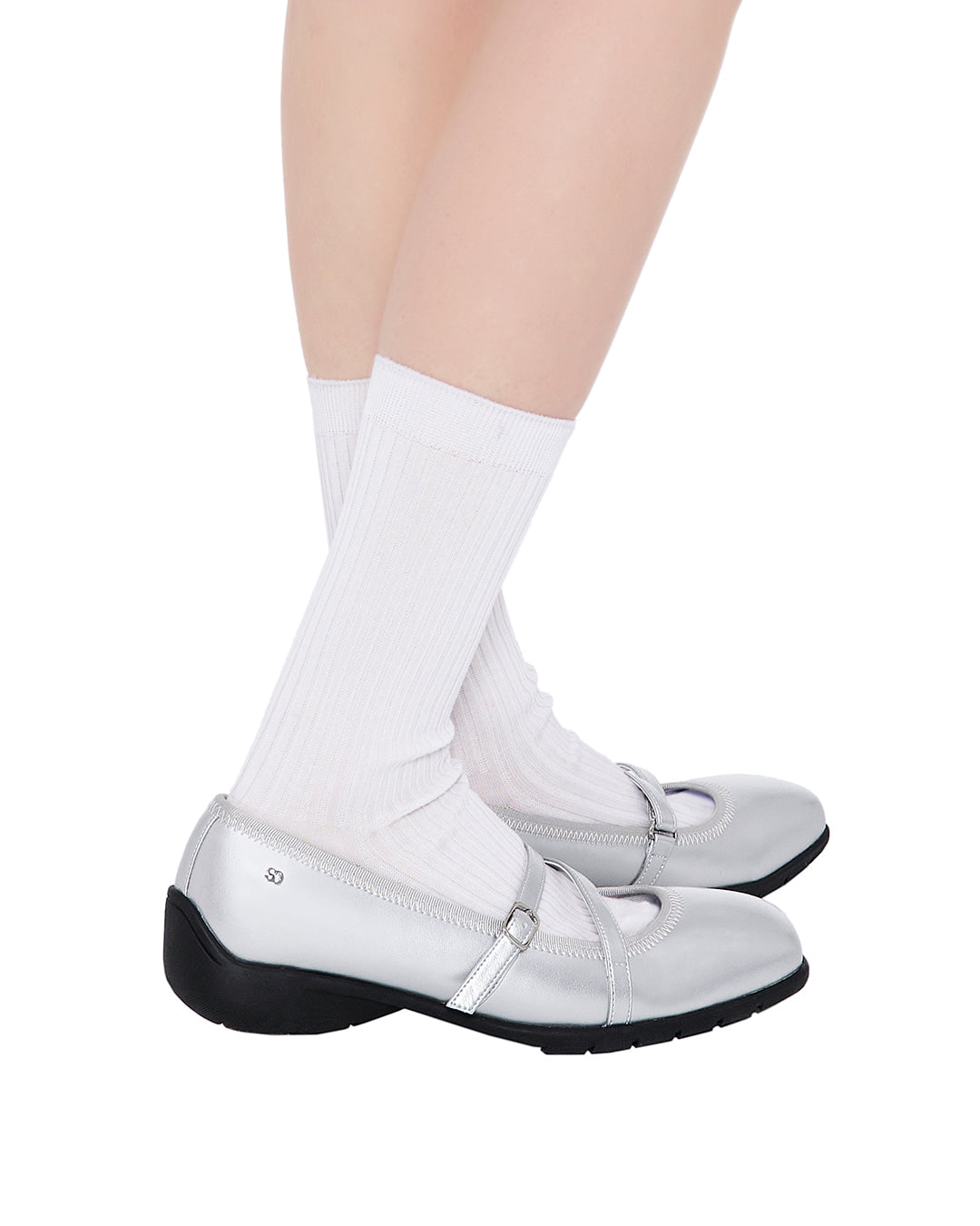 Stand Oil Strap Ballet Mary Jane — Silver