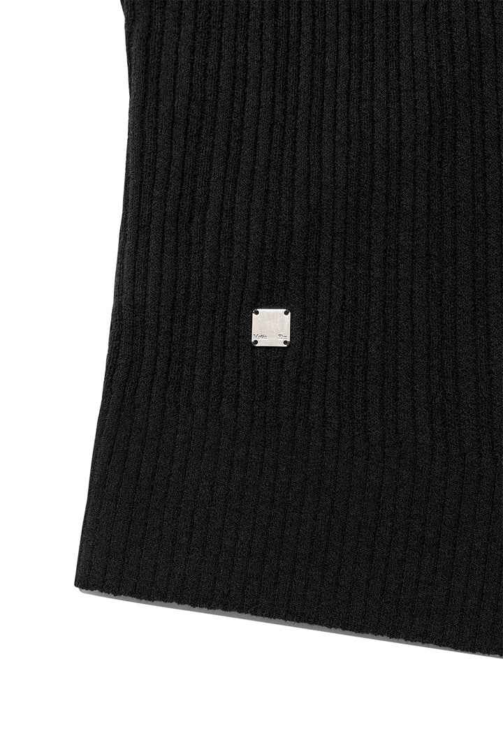 Matin Kim Wrap Sleeveless Knit Hoody — Black
