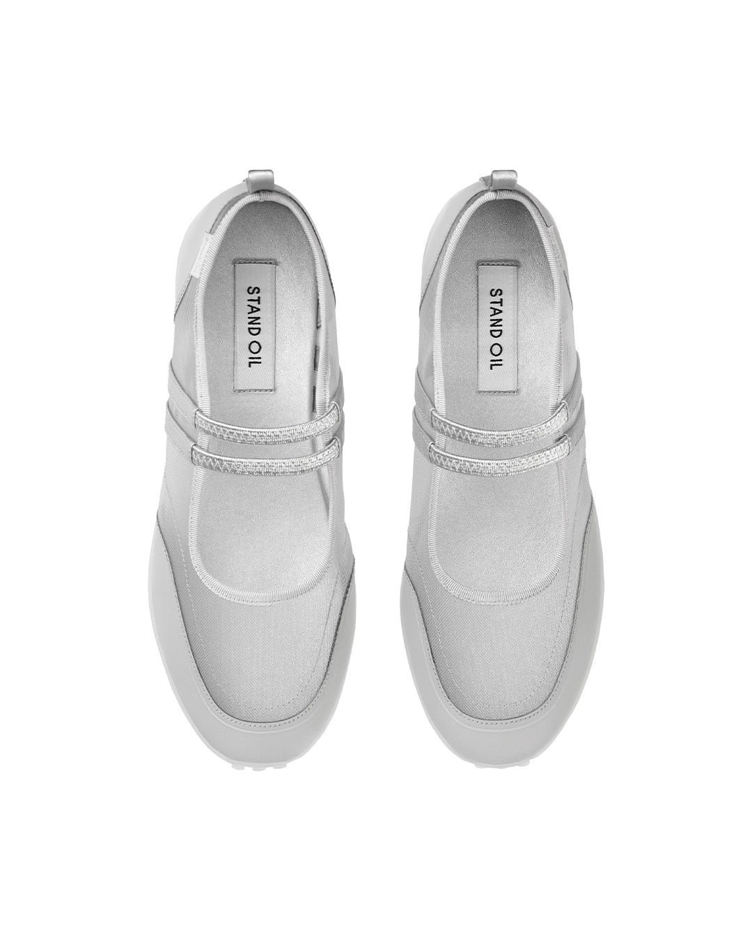 Stand Oil Strap Mary Jane Sneaker — Mesh Silver