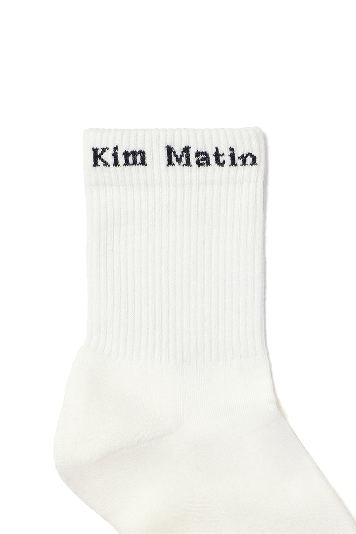 Matin Kim Small Logo Crew Socks — White
