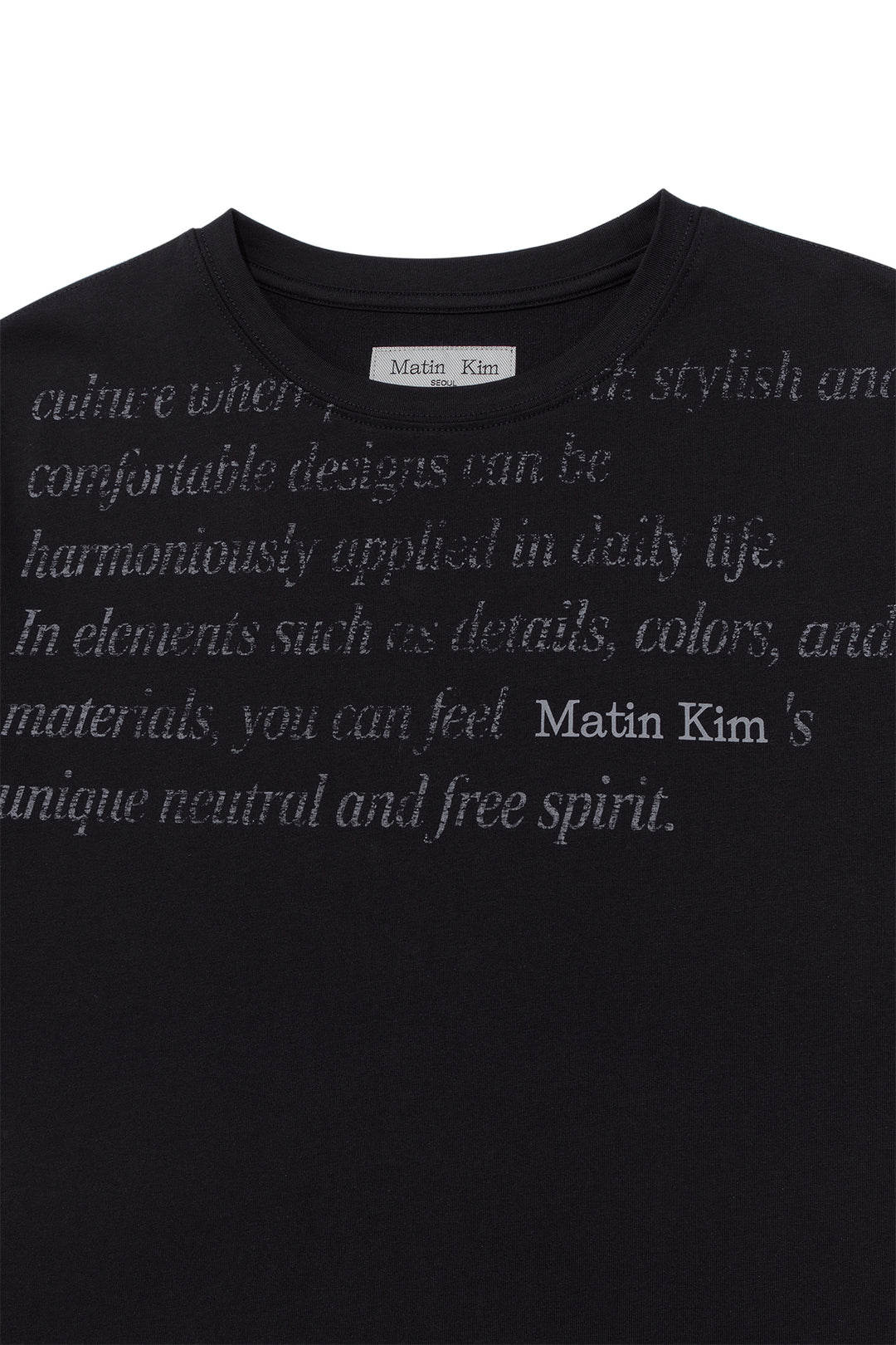 Matin Kim Logo Point Lettering Graphic Top — Black