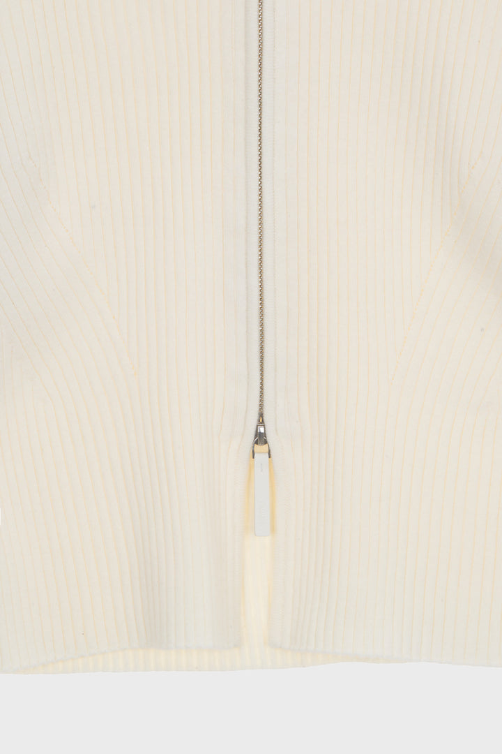 KIMMATIN High Neck Two Way Zip Cardigan — Ivory