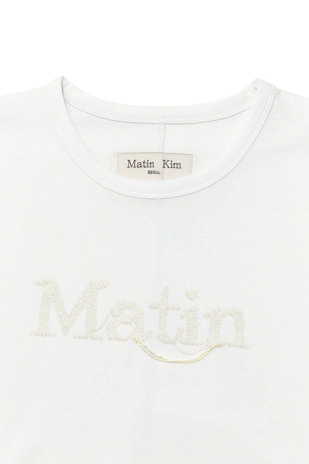 Matin Kim Stitch Printing Detail Crop Top — White