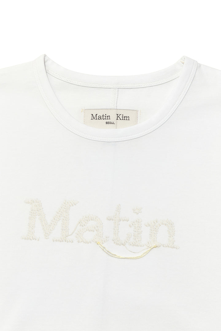 Matin Kim Stitch Printing Detail Crop Top — White