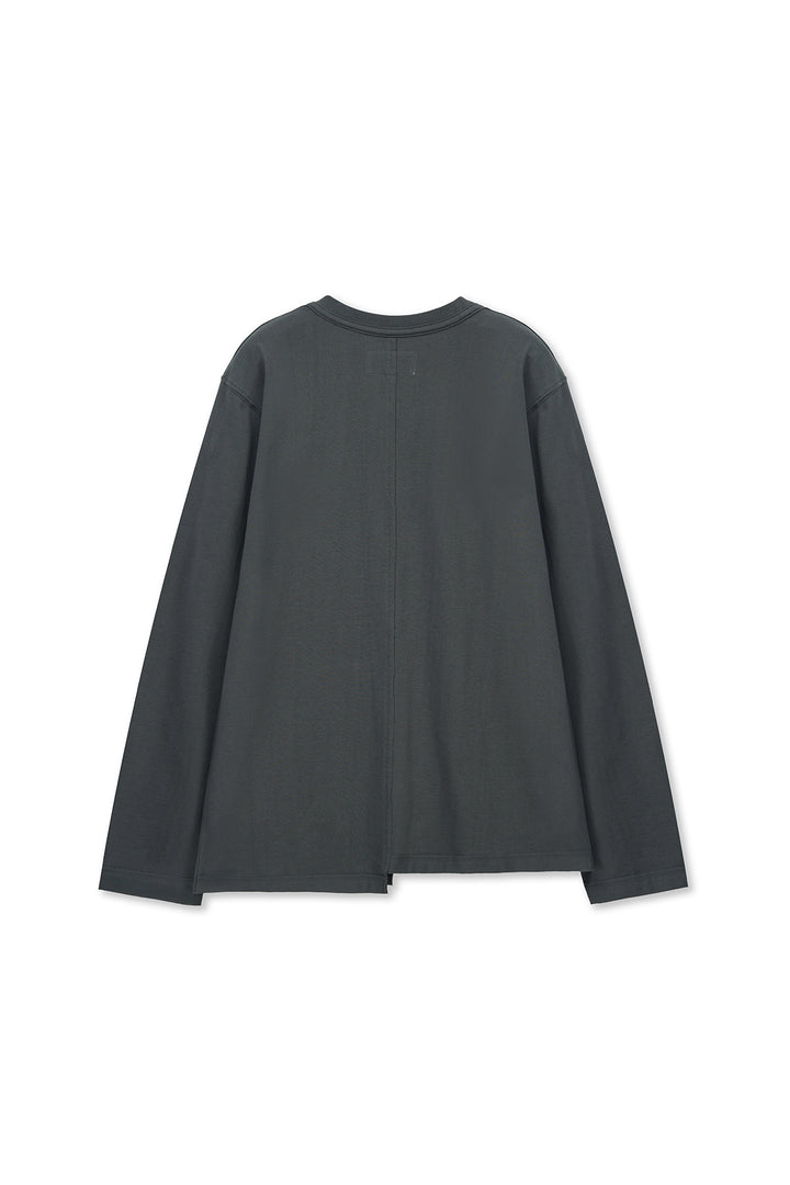 Matin Kim Asymmetric Logo Top — Charcoal