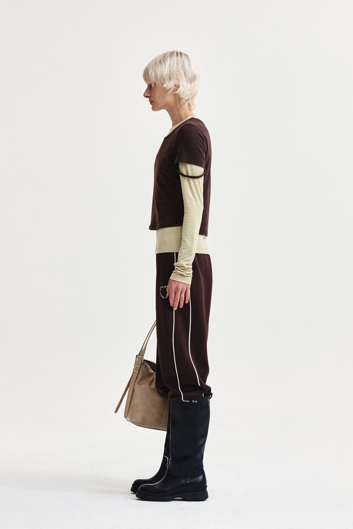 Matin Kim Layered Point Slim Top — Brown