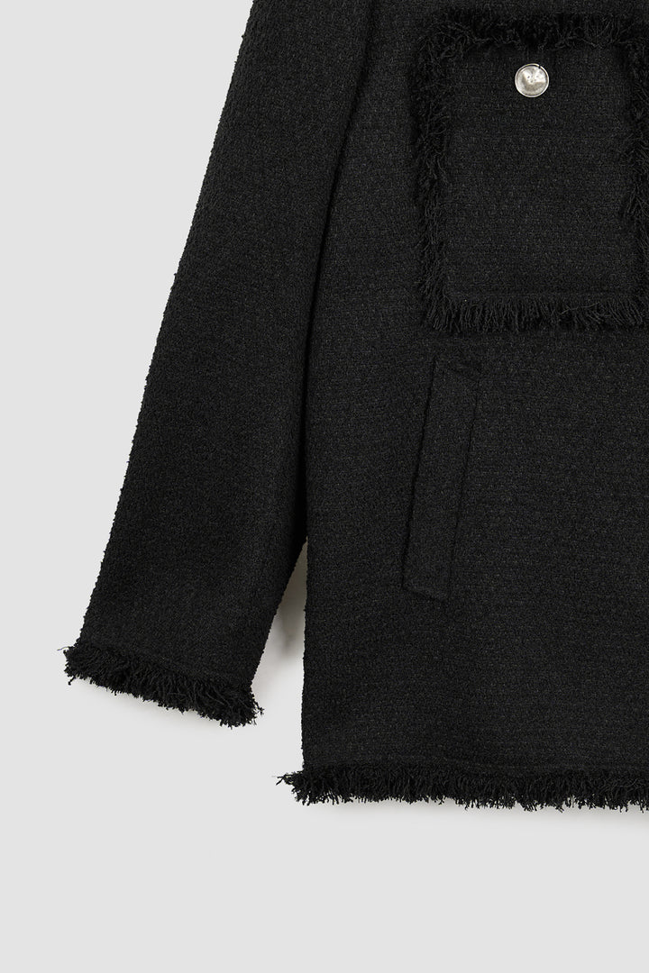 KIMMATIN Patch Pocket Tweed Jacket — Black