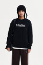 Matin Kim Mixed Yarn Knit Pullover — Dark Navy