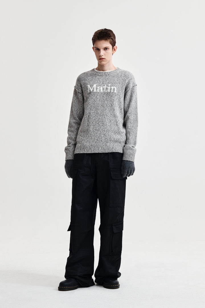 Matin Kim Mixed Yarn Knit Pullover — Gray