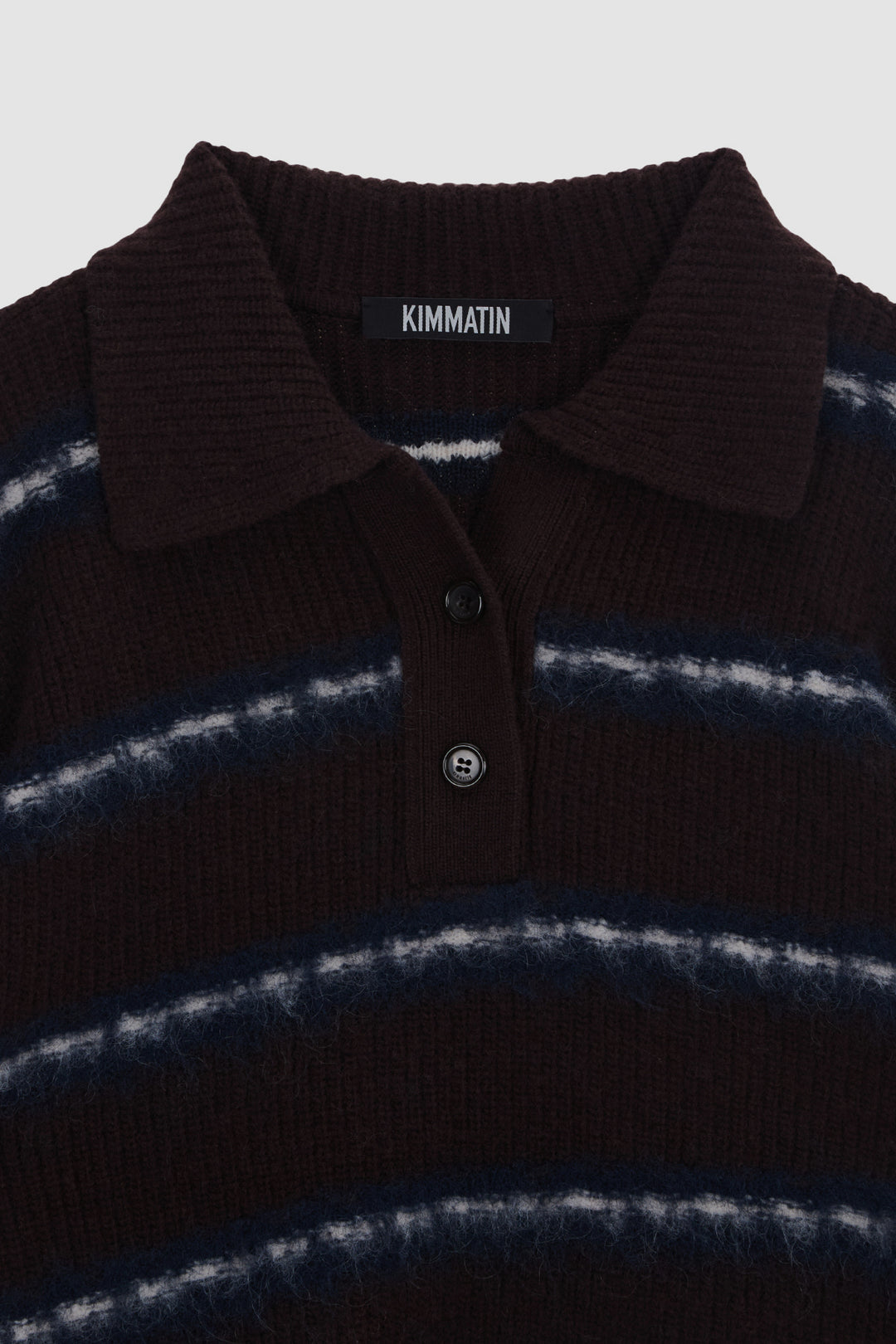 KIMMATIN Hairy Stripe Piqué Knit Top — Brown