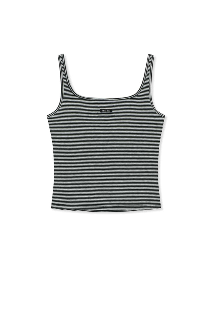 Matin Kim Square Neck Cropped Tank — Black