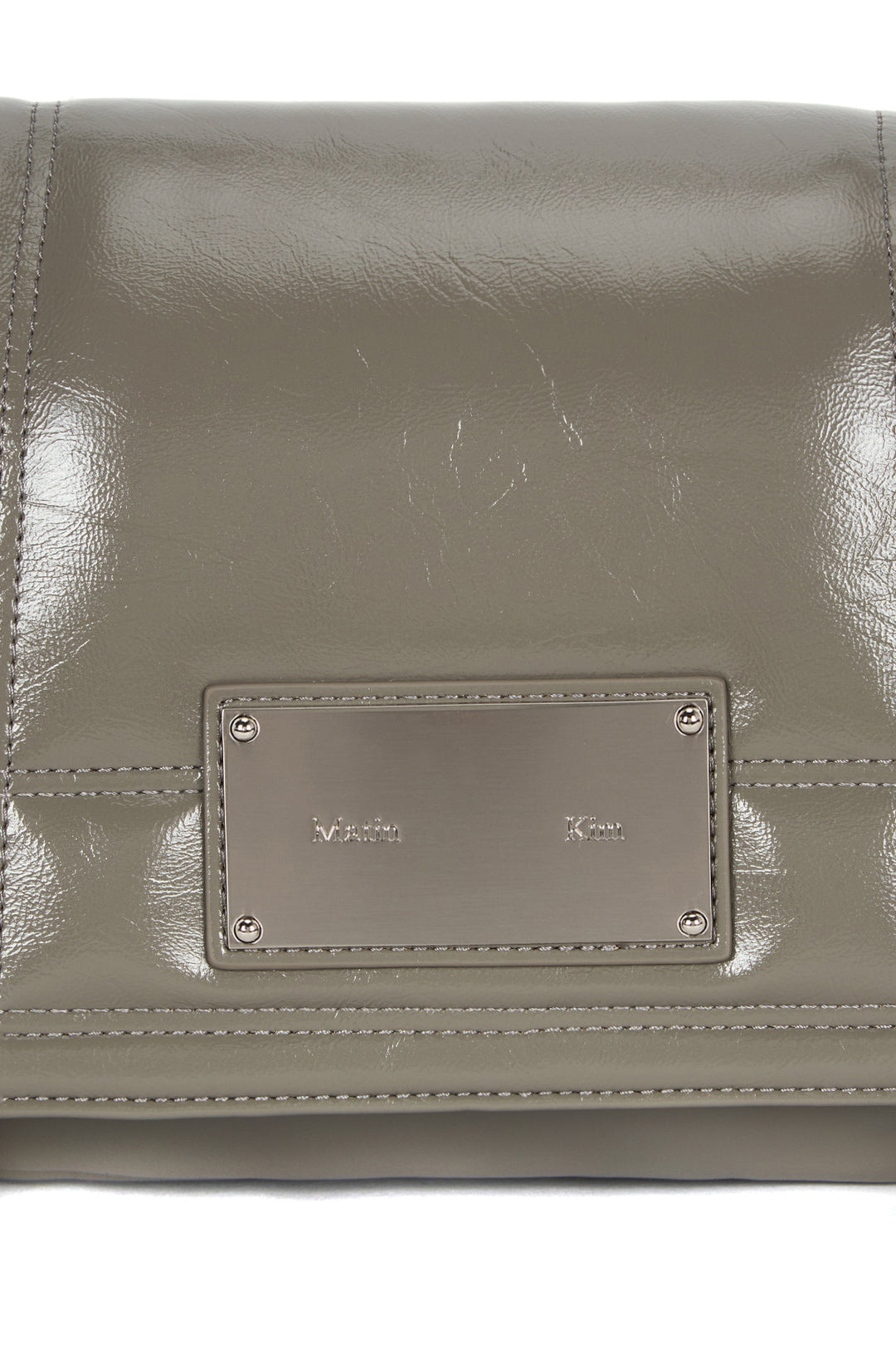 Matin Kim Glossy Quilting Medium Chain Bag — Gray