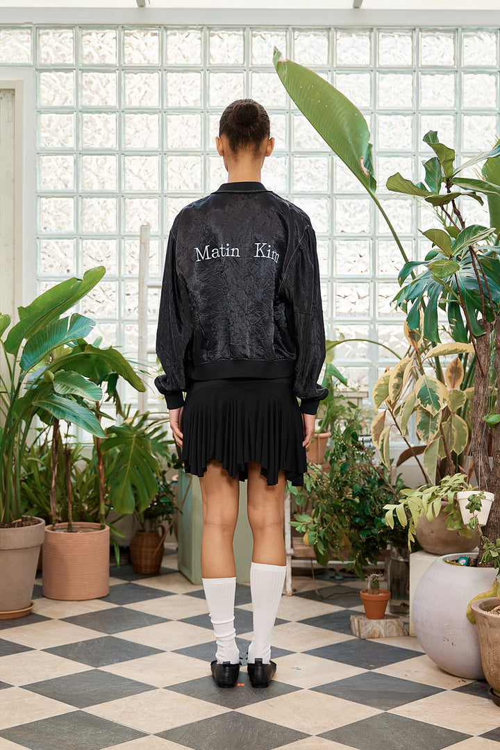 Matin Kim Back Logo Crinkle Blouson — Black