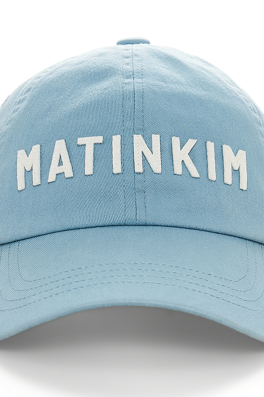 Matin Kim Applique Felt Logo Ball Cap — Light Blue