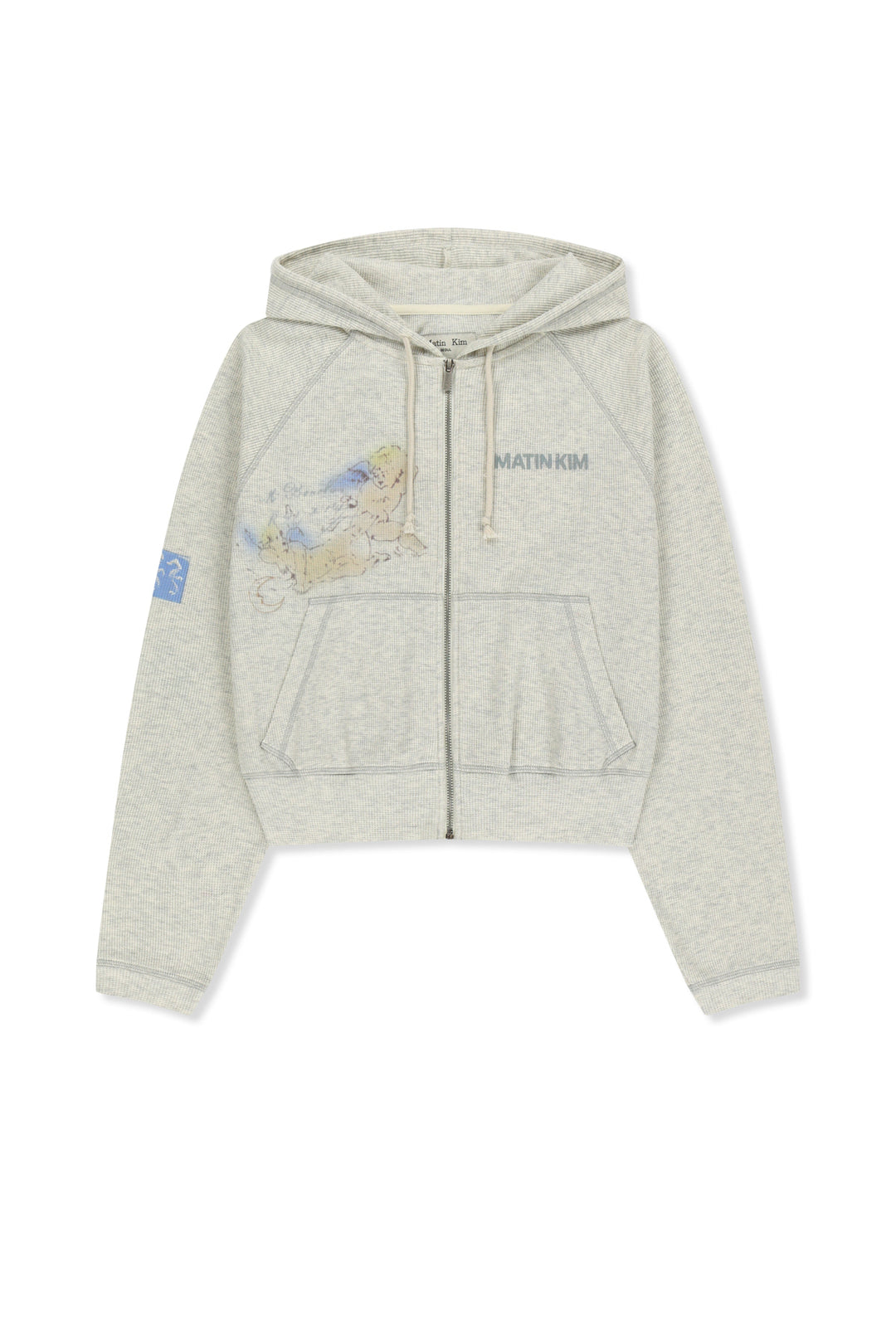 Matin Kim Sketch Graffiti Waffle Zip Hoodie — Beige