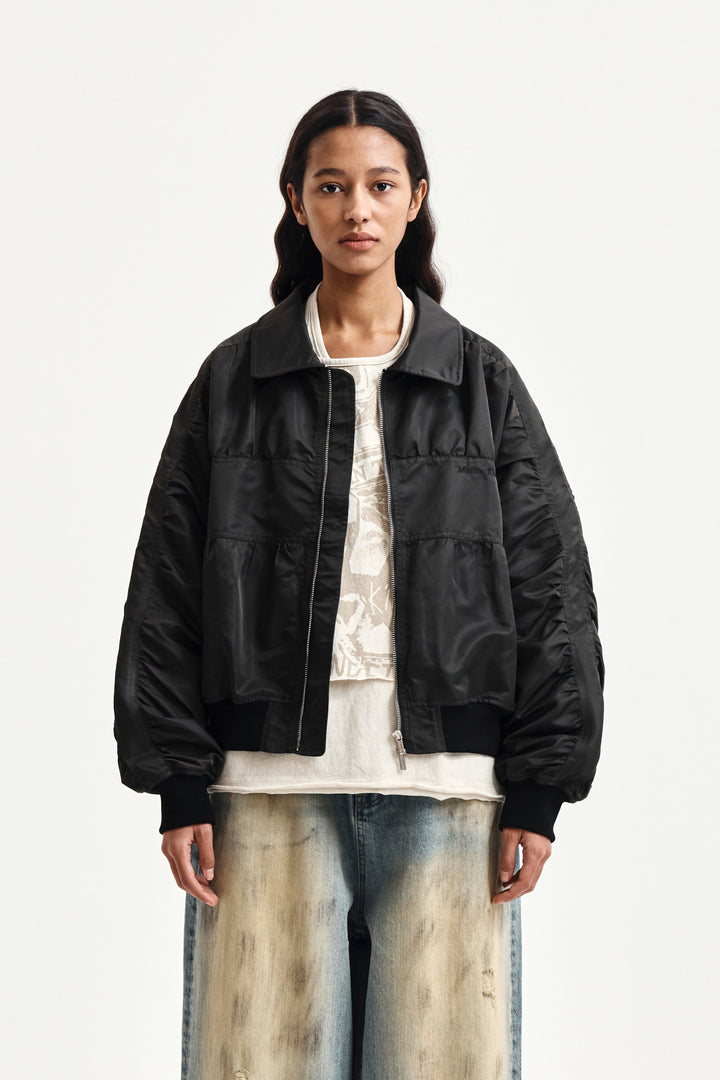 Matin Kim Small Logo Shirring Jumper — Khaki