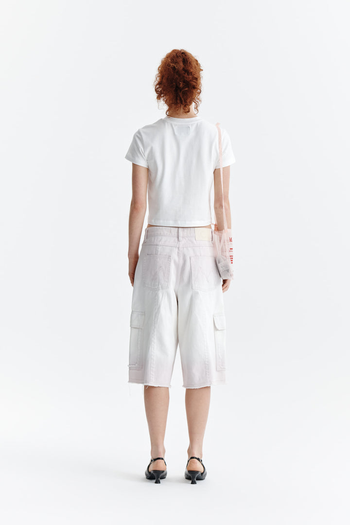 Matin Kim Pattern Artwork Logo Crop Top — White