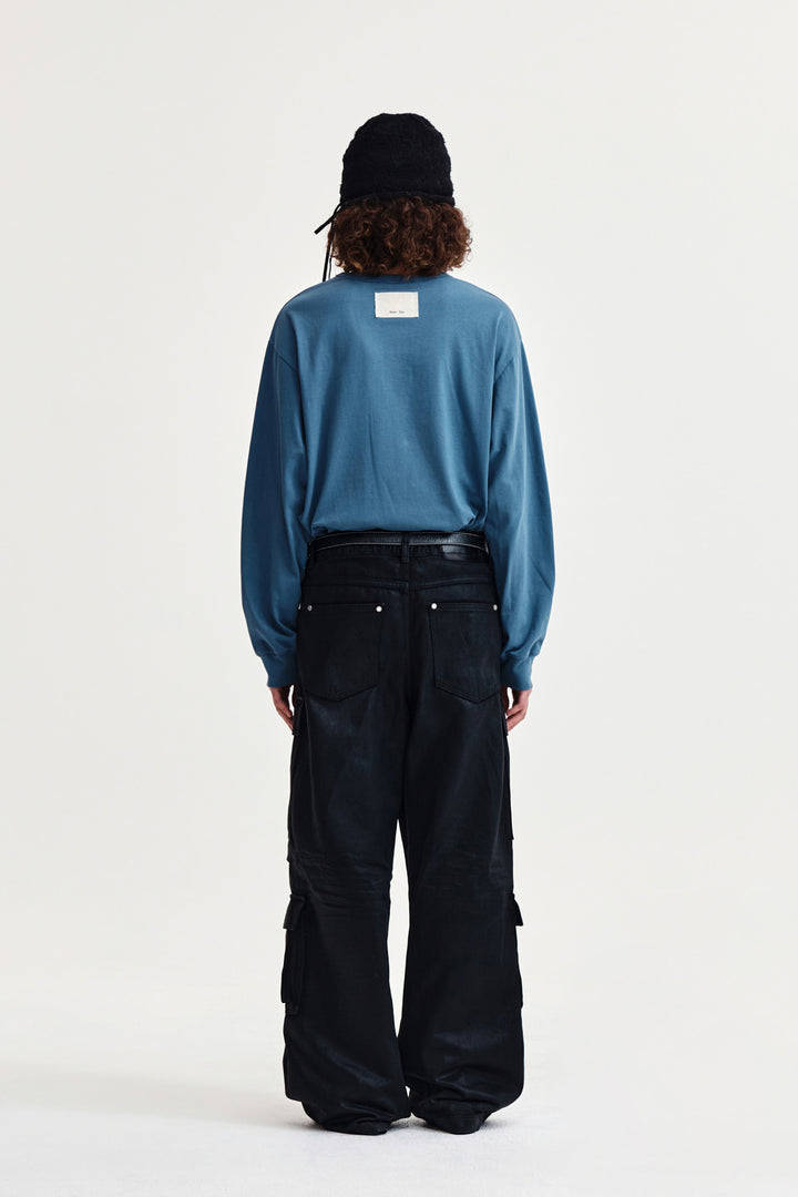 Matin Kim Patch Graphic Long Sleeve Top — Blue