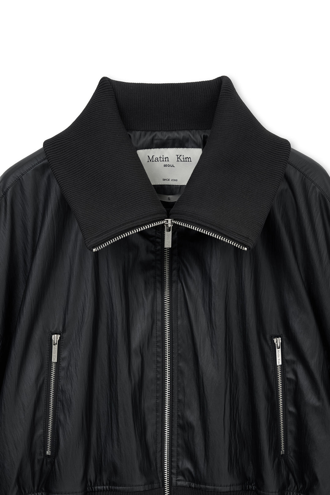 Matin Kim Shine Crinkle Zip Blouson — Black