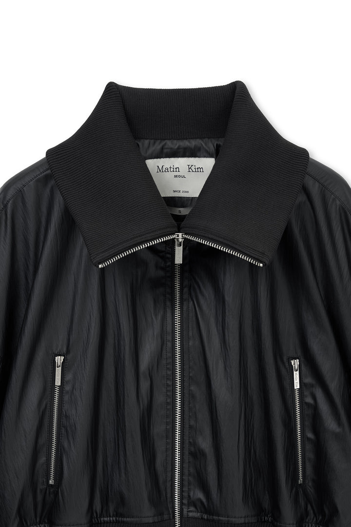 Matin Kim Shine Crinkle Zip Blouson — Black