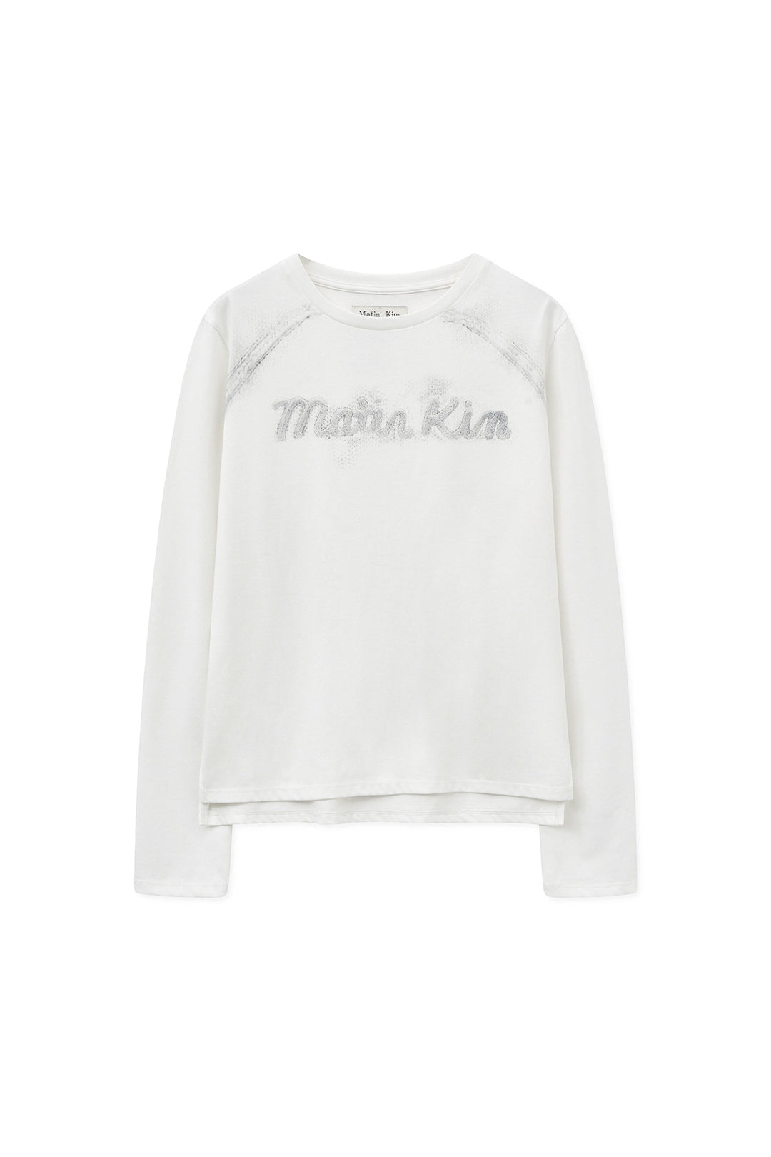 Matin Kim Lettering Graphic Long Sleeve Top — White