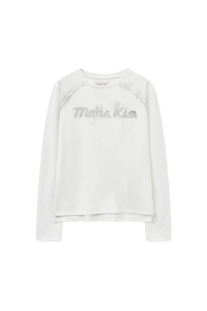 Matin Kim Lettering Graphic Long Sleeve Top — White
