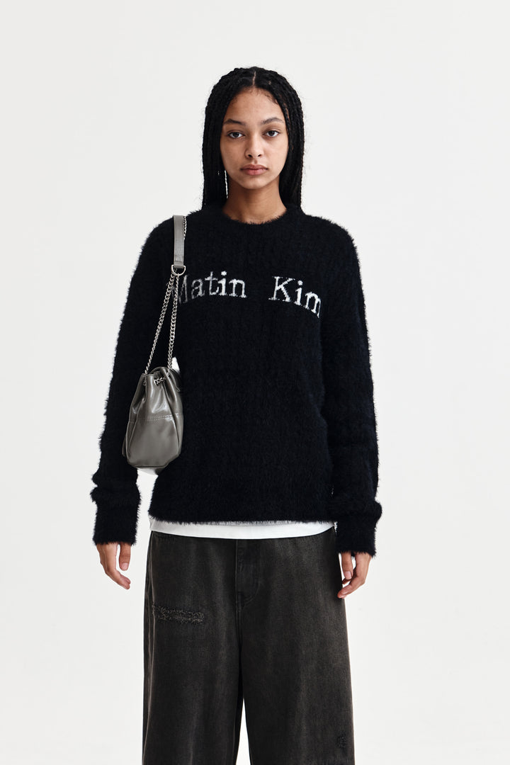 Matin Kim Hairy Cable Knit Pullover — Black