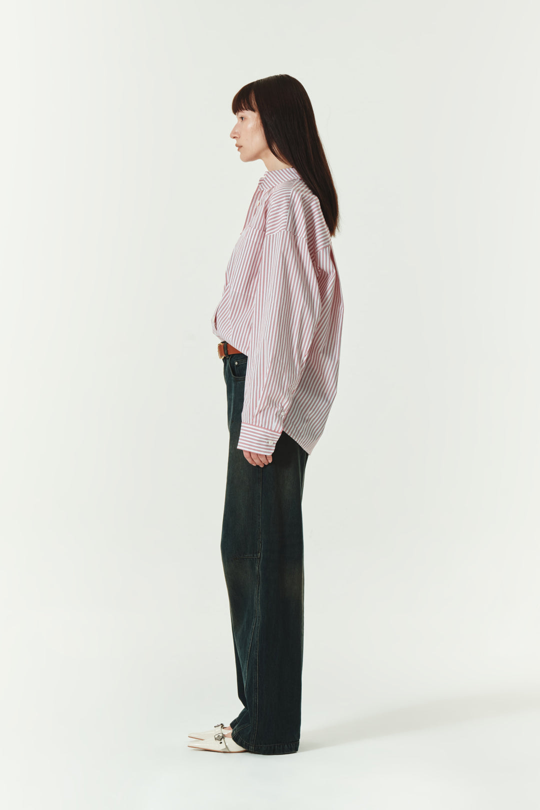KIMMATIN Two Way Stripe Shirt — Red