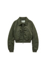 Matin Kim Appliqué Logo Shirring Bomber Jacket — Khaki
