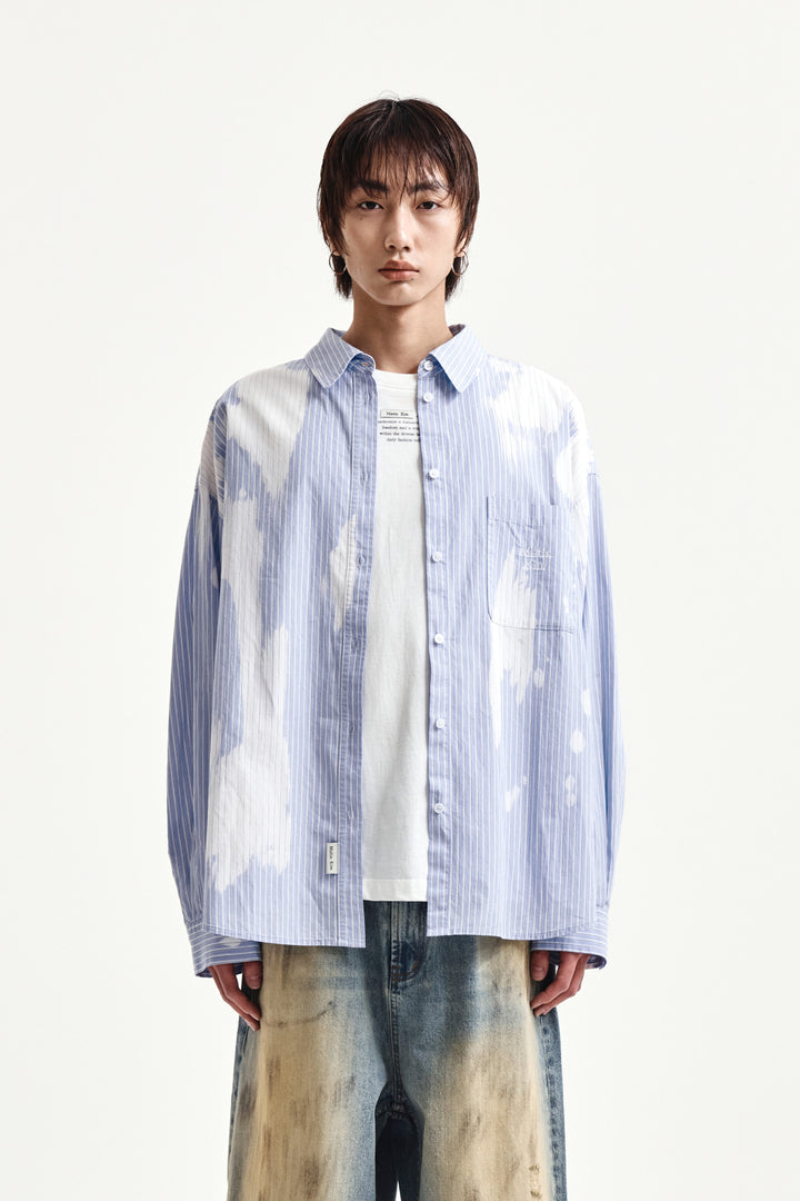 Matin Kim Embroidery Small Logo Shirt — Light Blue