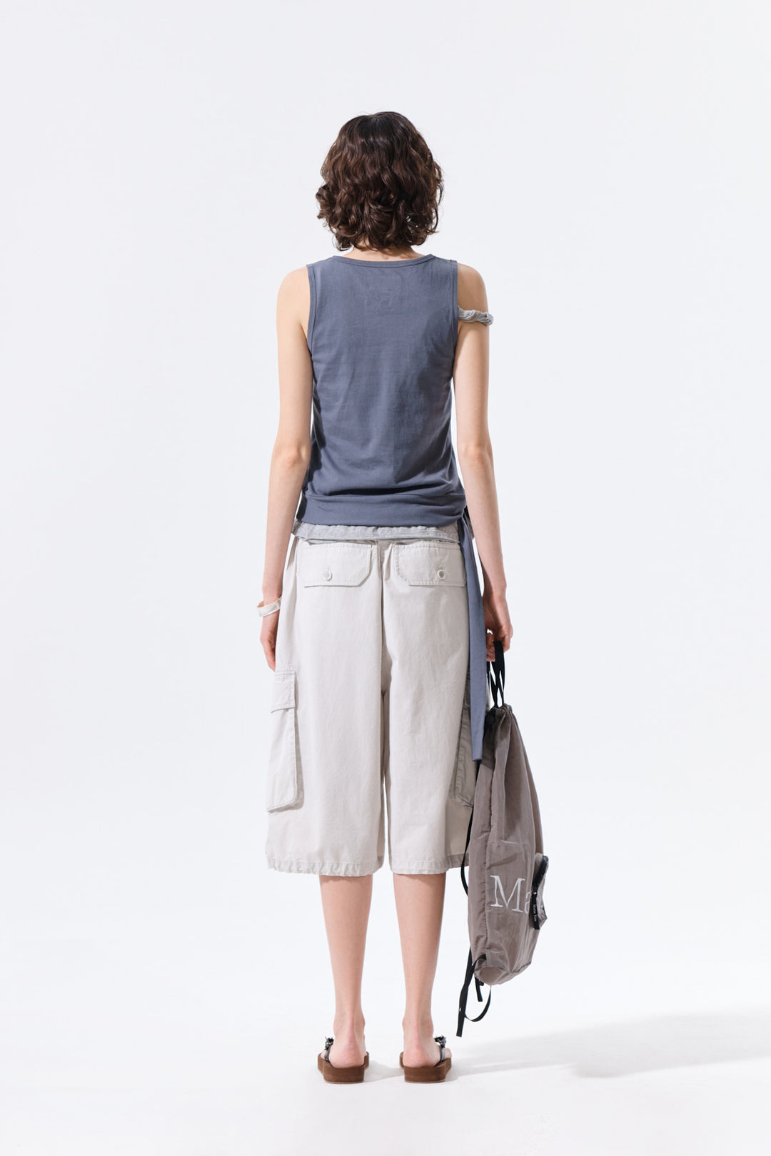 Matin Kim Hem Tie Detail Sleeveless Top — Charcoal