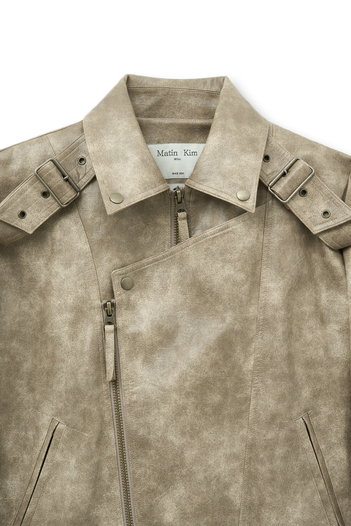 Matin Kim Faux Leather Belted Rider Jumper — Beige