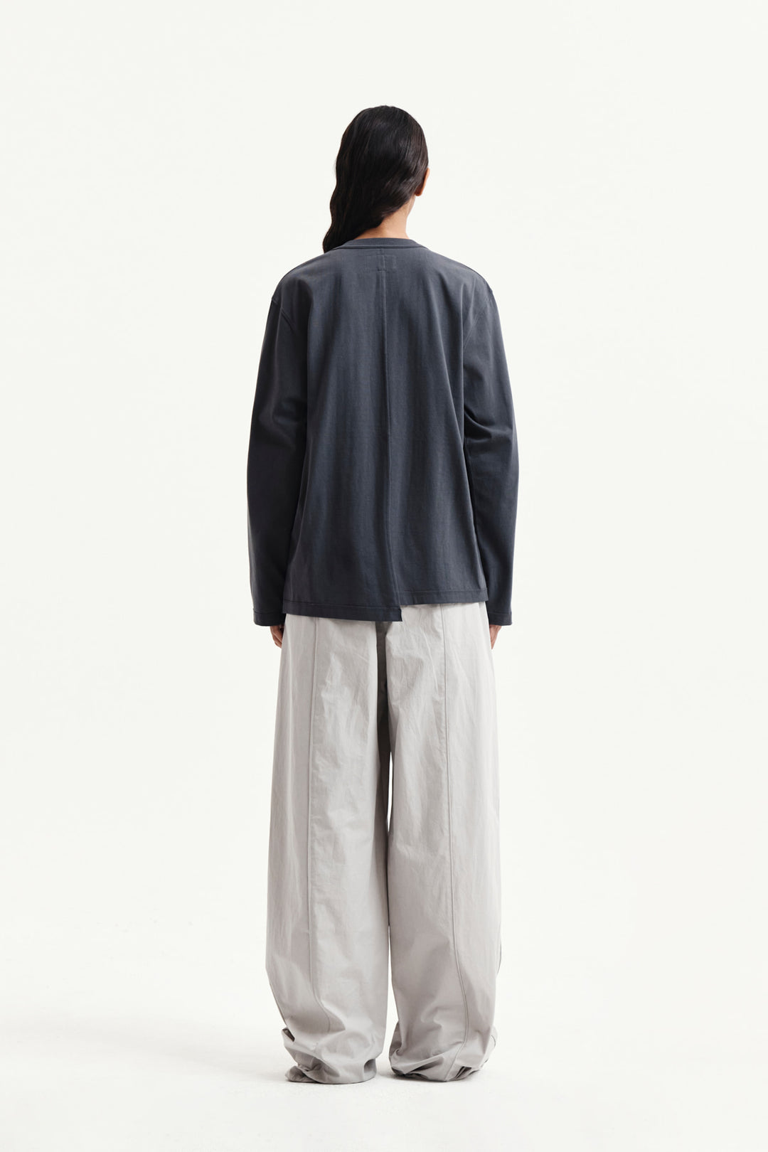 Matin Kim Asymmetric Logo Top — Charcoal