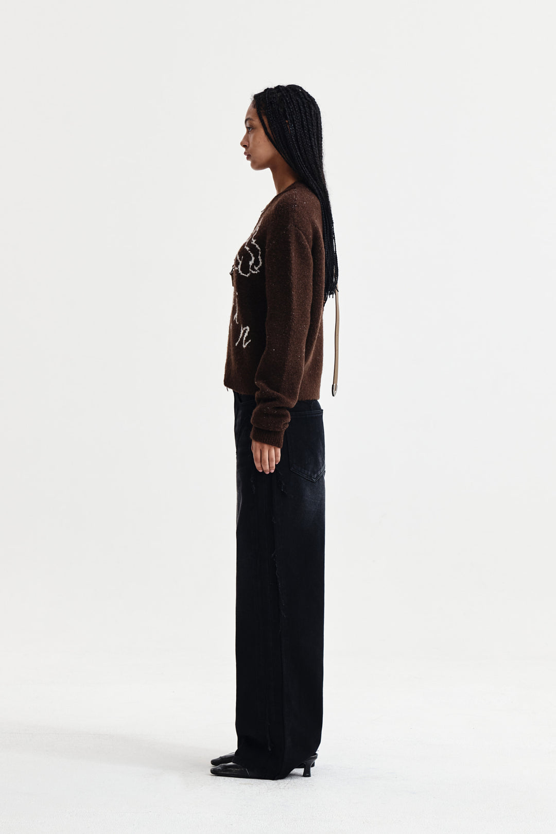 Matin Kim Poni Coni Knit Zip Up — Brown